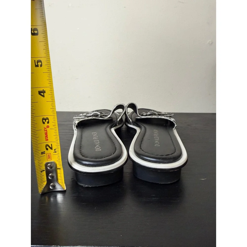Donald Pliner RINIHC Black White Calf Hair Buckle Slide Sandals Womens 8.5M
